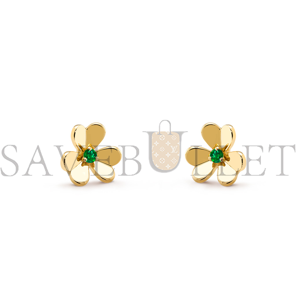 VAN CLEEF ARPELS FRIVOLE EARRINGS, MINI MODEL - YELLOW GOLD, EMERALD  VCARP7SD00